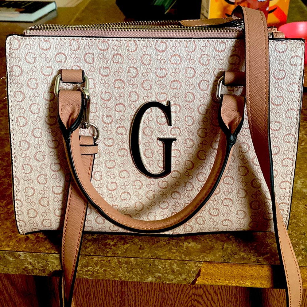 used guess purse crossbody or tote carry soft pink color
